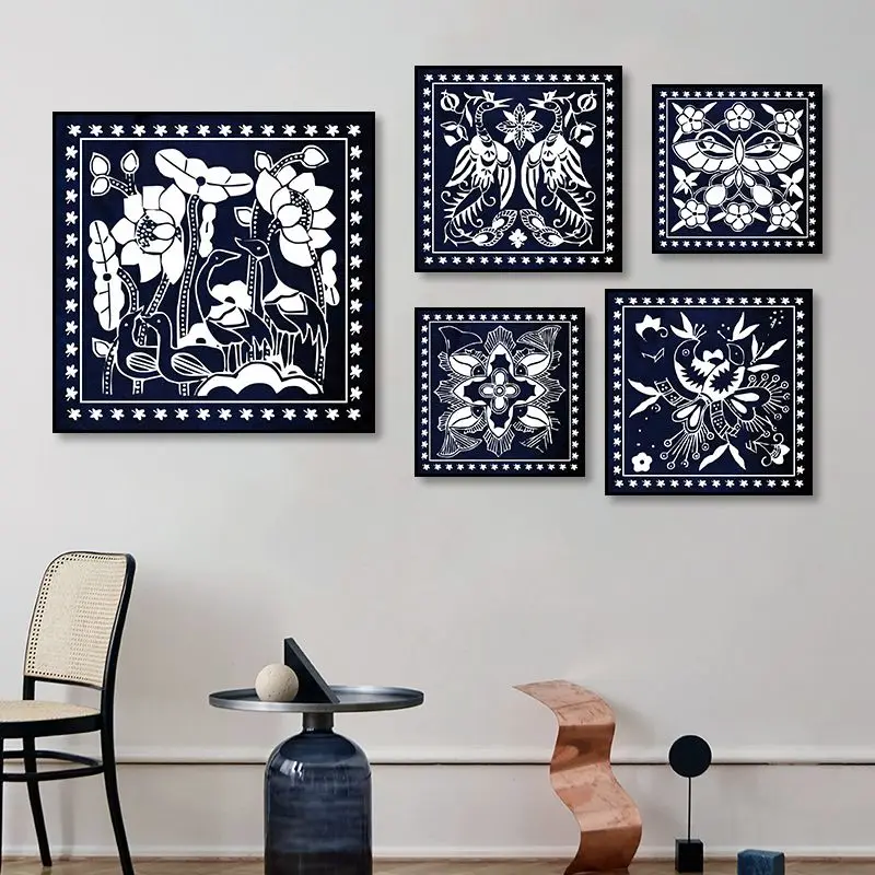 Ethnic minority characteristic painting B & B apartment Miao element rendering pattern mural Yi totem decorative painting