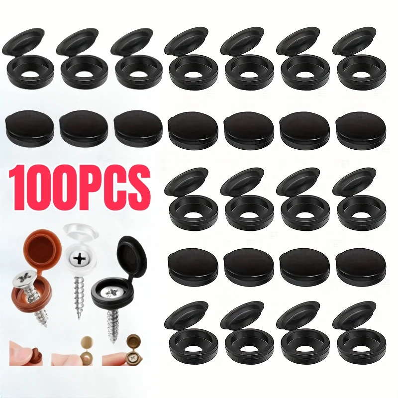 

100Pcs Screw Cover Fold Cap Button Plastic for Car Furniture M4 M5 Self-tapping Decorative Cover Prevent Dust Hardware Screw Cap