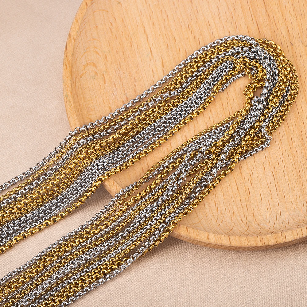 1 метр золотого цвета, цепочки из нержавеющей стали, круглая О-образная цепочка для ожерелья для DIY ювелирных изделий, браслетов, аксессуаров, фурнитура, поставки