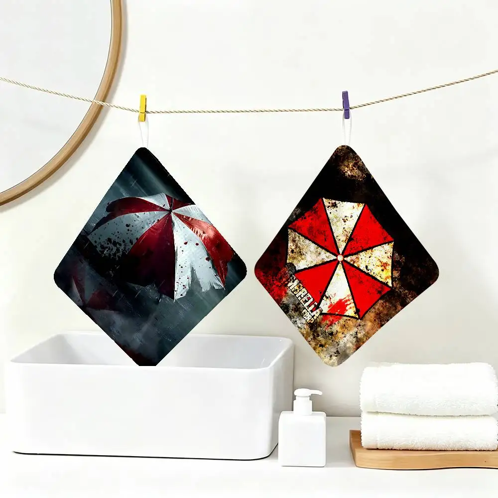 Umbrella Corporation Game Thickened Polyester Cotton Hanging Towel, High Absorbent Hand Wiping Towel for Indoor Use
