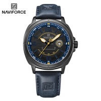 NAVIFORCE Brand Men's Quartz Watch High Quality PU Band Calendar Male Wristwatch Auto Date Display Waterproof Clock Reloj Hombre
