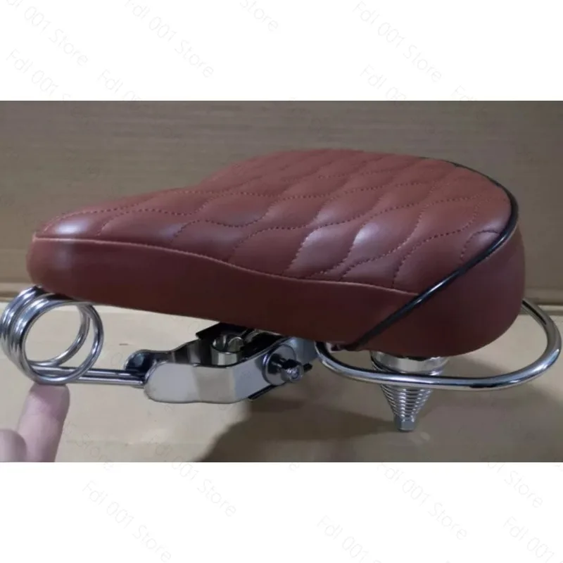Retro bicycle saddle, thick sponge spring seat cushion, beach bicycle back seat cushion bag