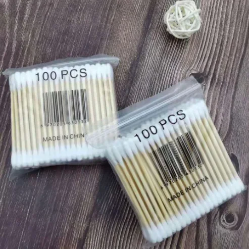 

500/1000/2000 шт., двойные тампоны, женские ватные палочки для деревянных палочек, головка для макияжа носа, хлопковые чистящие средства для ушей, инструменты для ухода за здоровьем