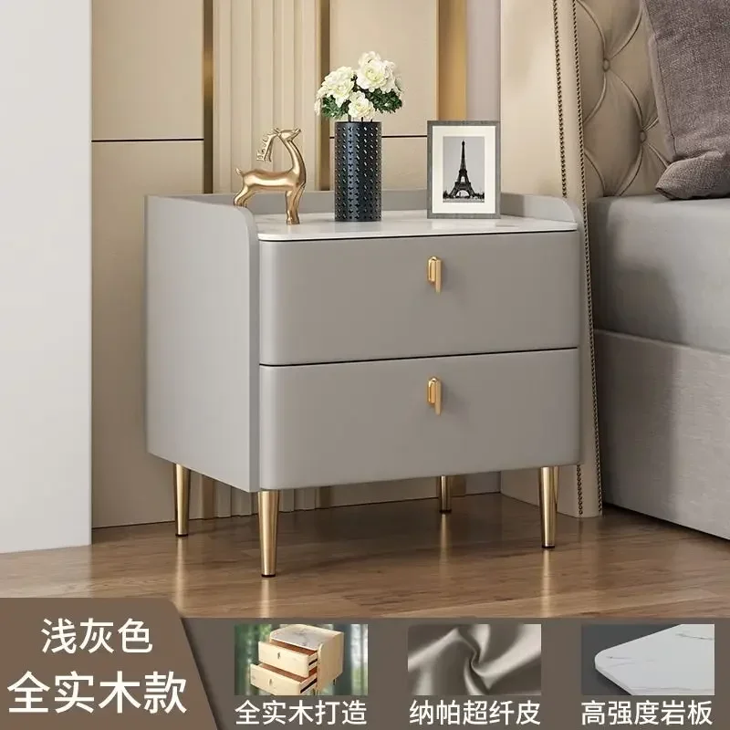 Solid wood slate bedside table is luxurious and high-grade. online celebrity bedside cabinet is modern and simple. Small lockers