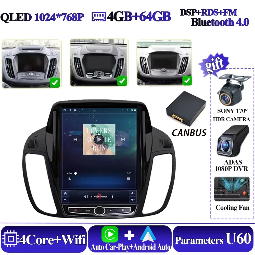 Android 16 autoradio voor Ford Kuga 2 Escape 3 2012-2019 Android 13 autoradio draadloze CarPlay 2 Din GPS navigatie Bluetooth