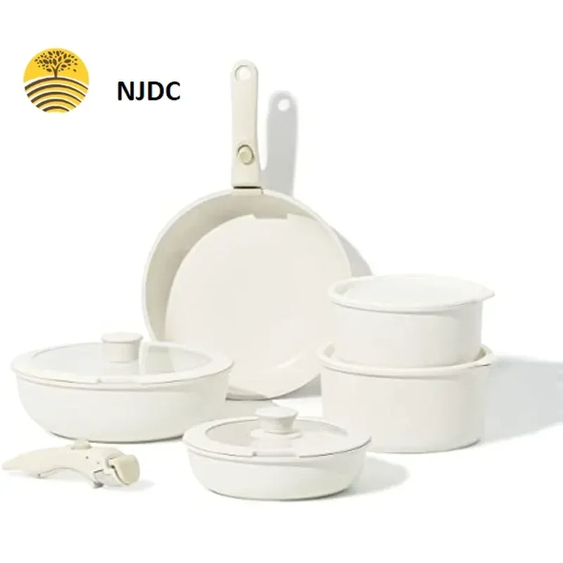 Suitable for CAROTE 11 Piece and Pot Set, Non Stick Pot Set with Detachable Handle, Induction Kitchen Non Stick Pot