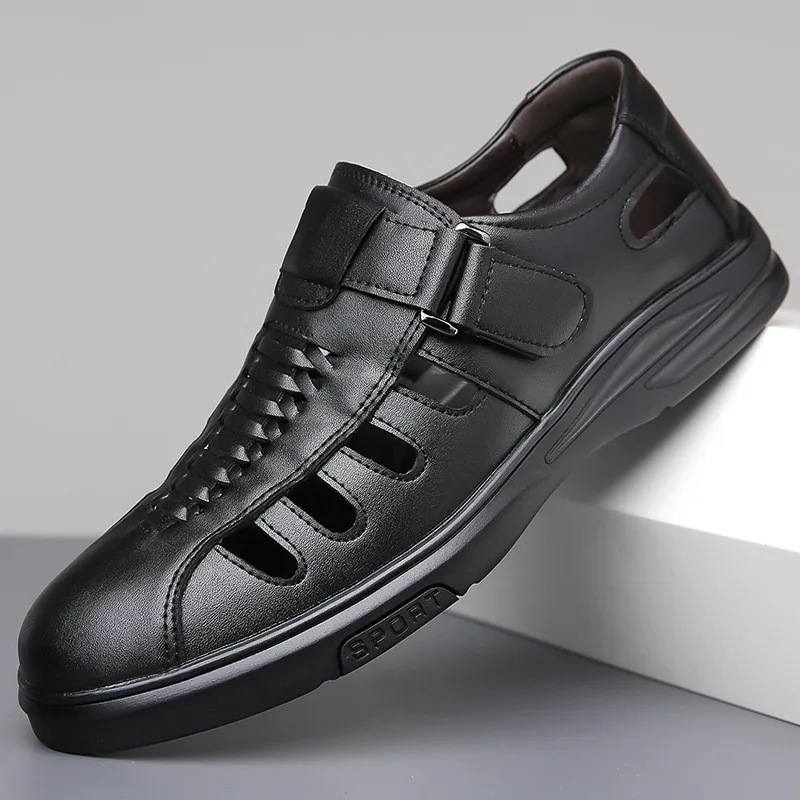 

Big Size Men's Sandals High-quality Leather Casual Sport Sandals Summer Breathable Hollow Out Sandals for Men Treking Sandalias