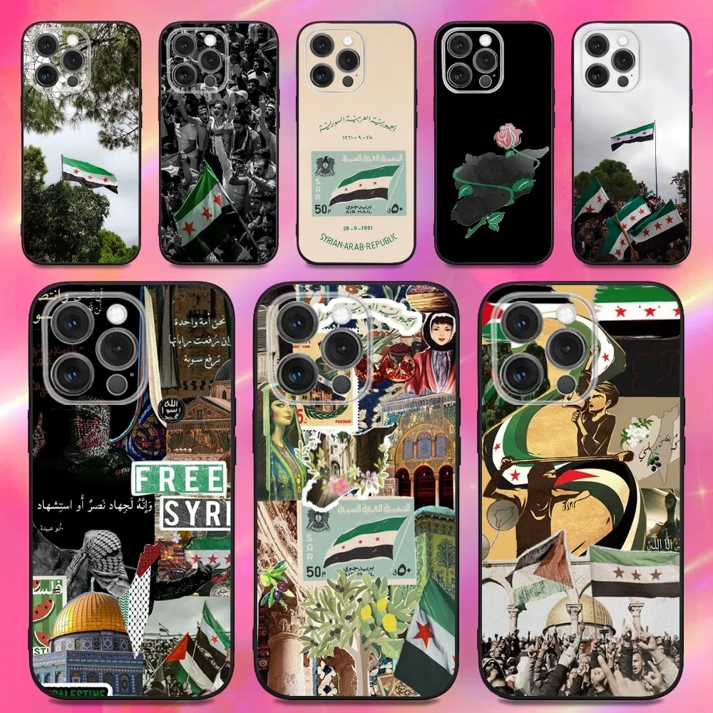 

Syrian Revolution Flag Phone Case For iPhone 16,15,14,13,12,11,Pro,Max,Plus,X,XS,XR,SE,8,7,Mini,Soft Silicone Black Case