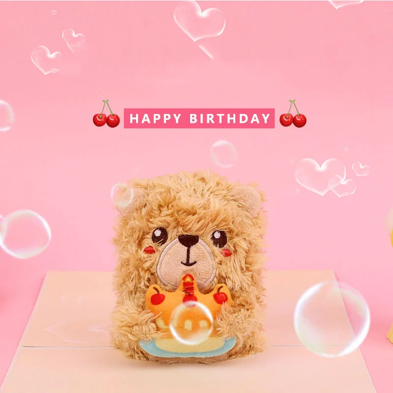 

3D pop-up style new plush bear greeting cards Valentine's Day commemorative greeting card Happy Birthday card creative gifts