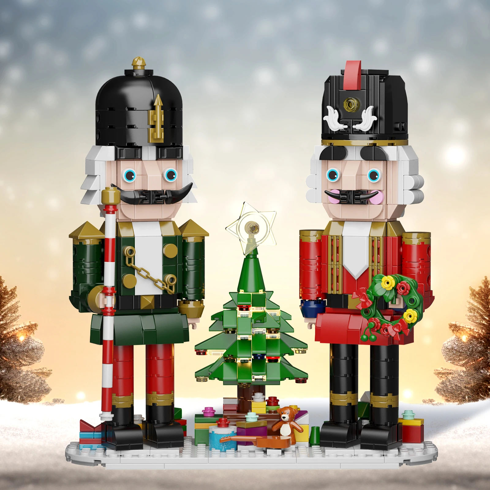 Christmas Tree Building Blocks Set  Penguin Snowman Bricks Model With Led Lighting Christmas Nutcracker Building Toys Xmas Gifts