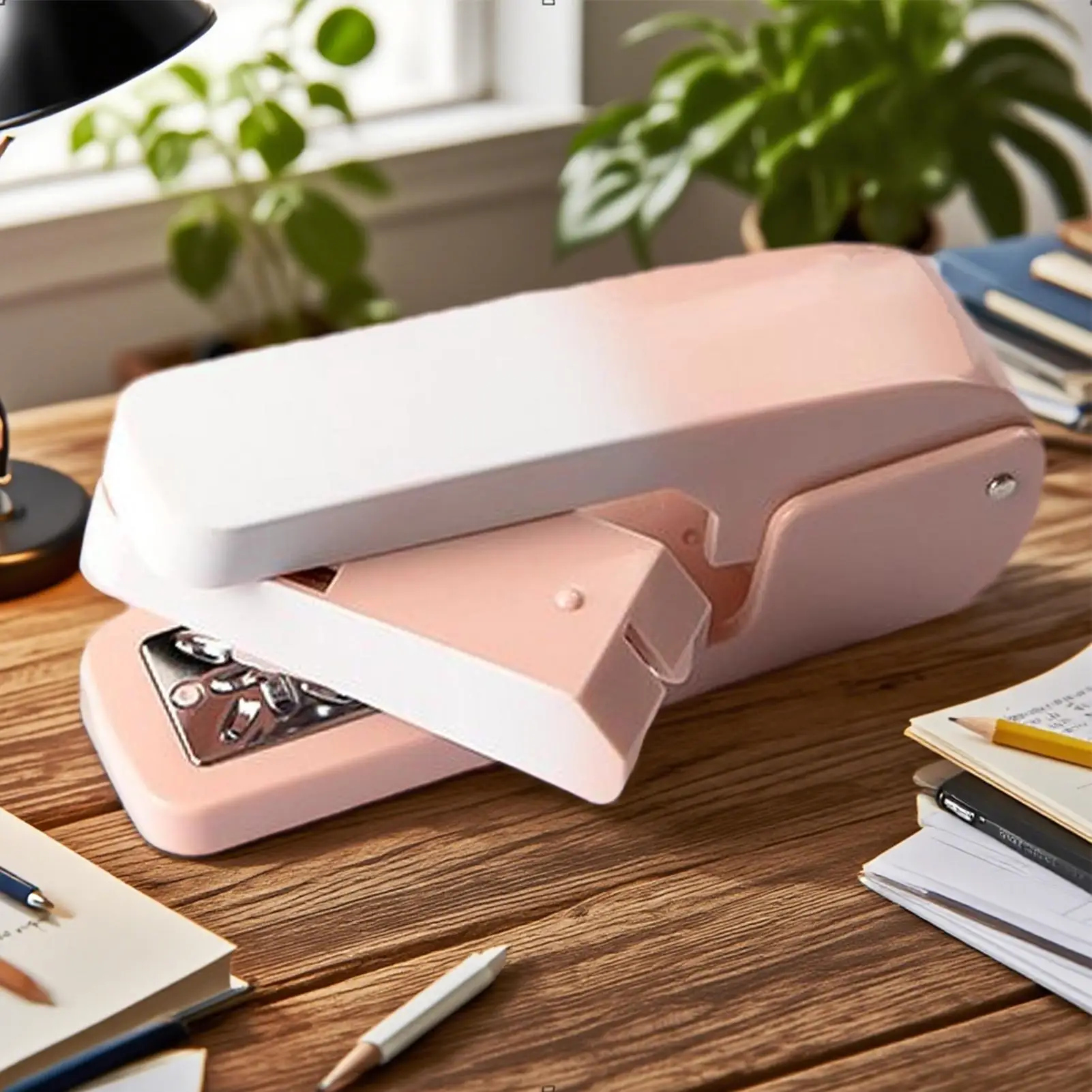 Stapler For Booklets 360 Degree Rotating Arm Stapler Ergonomic Anti-Slip Office Supplies Deep-Reach Stapling Machine For Booklet