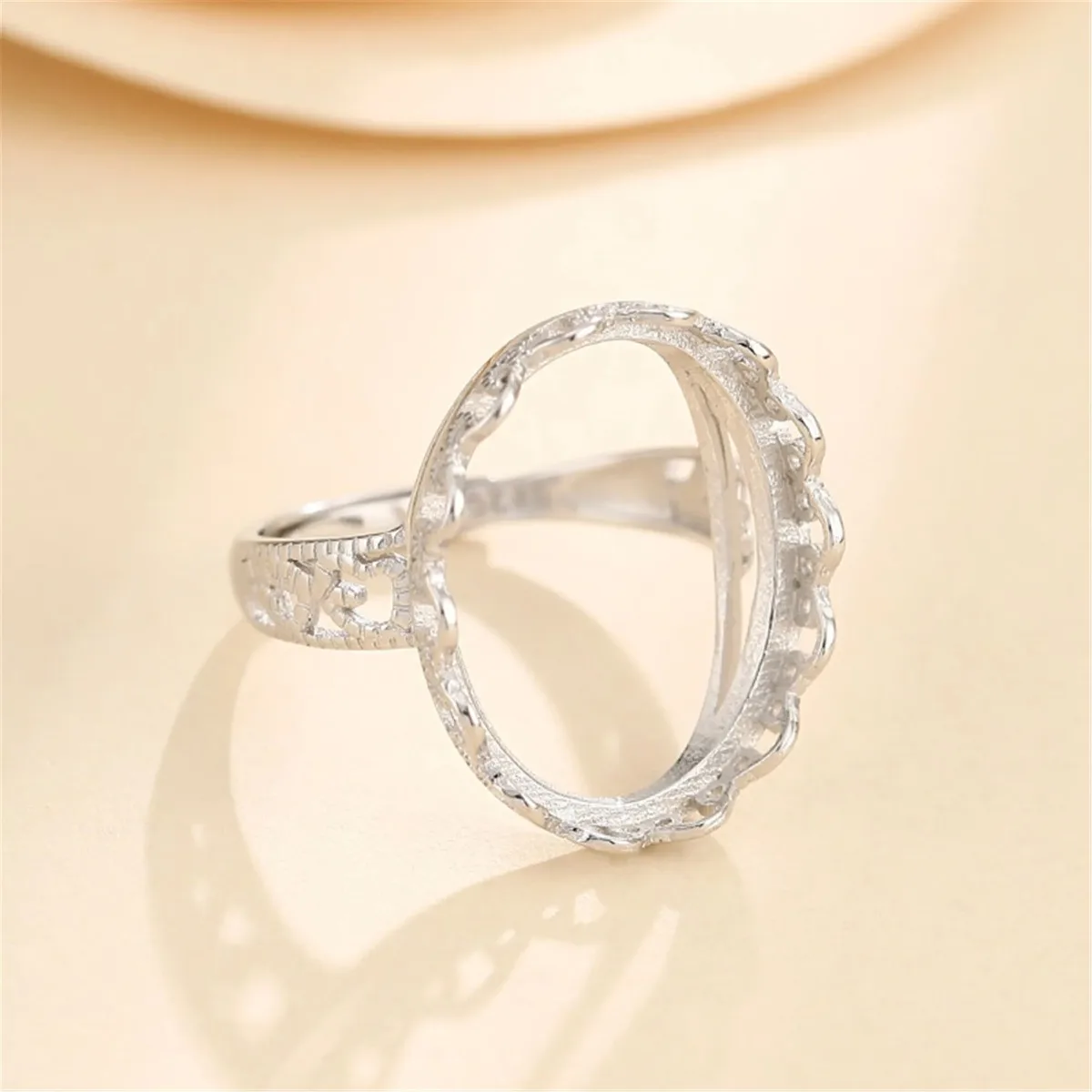 

Установка кольца для овальных кабошонов размером 16x20 мм, белое золото, серебро 925 пробы, регулируемый компонент кольца