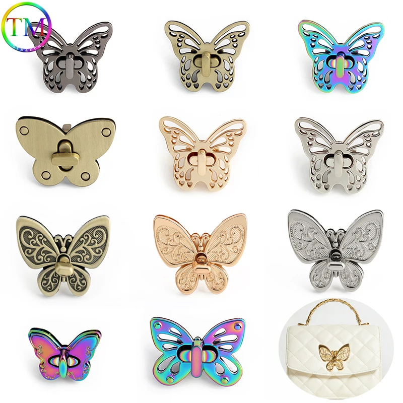 2/5/10Sets Butterfly Metal DIY Clasp Turn Twist Lock for Women Handbag Shoulder Bag Purse DIY Bag Accessories Buckle