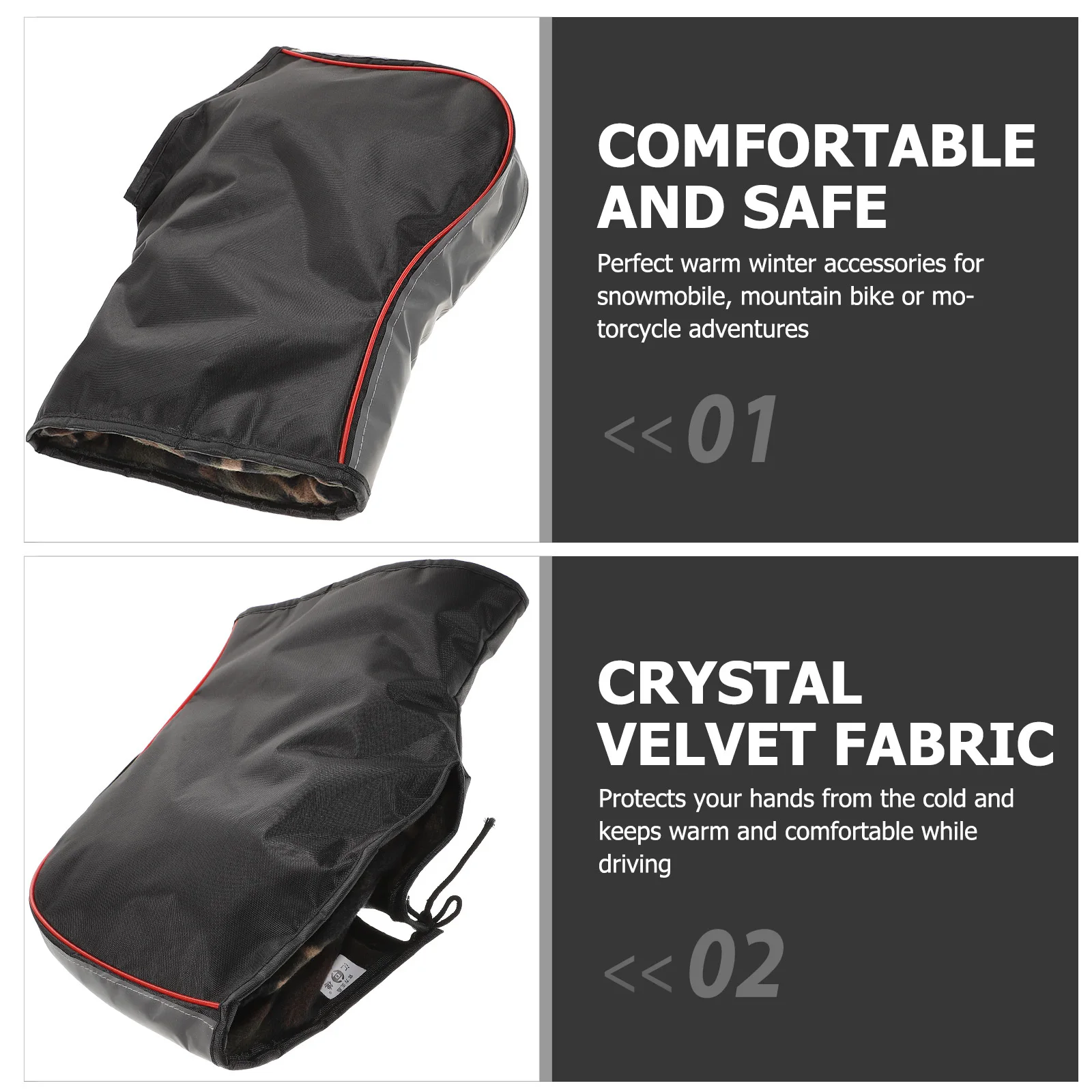 

1Pair Motorcycle Handlebar Winter Gloves Warm Riding Gloves Reflective Strips Outdoor Cold Weather Accessories