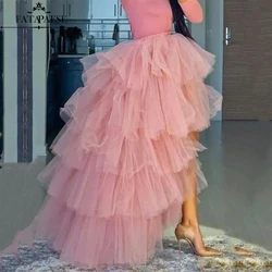 FATAPAESE High Low Tulle Multi-Skirt Iered Ruffles Asymmetrical Prom Skirt Punk Tulle Gown Under Petticoat Casual Party Outfit