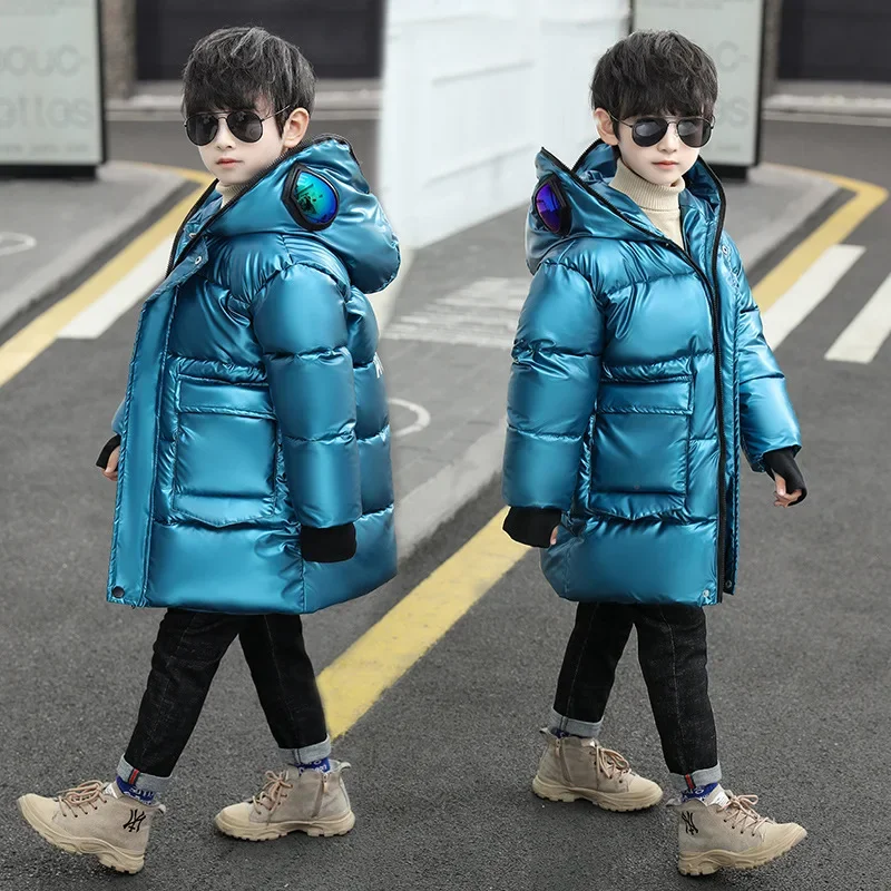 Boys Down Jacket Coat Overcoat Cotton 2022 Sliver Warm Plus Thicken Winter  Teenager Children\'s Clothing