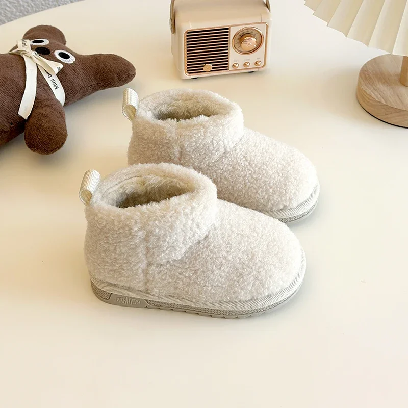 2024 Winter Children's Snow Boots Composite Wool Warm Lambswool Plush Baby Girls Boots Exquisite Gift Fashion Kids Casual Shoes