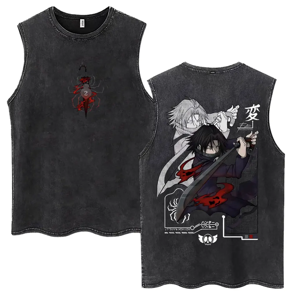 Anime Hunter X Hunter Phantom Troupe Wash Tank Tops Feitan Potoo Harajuku Manga Vests Men Women Cotton Loose Sleeveless T Shirt