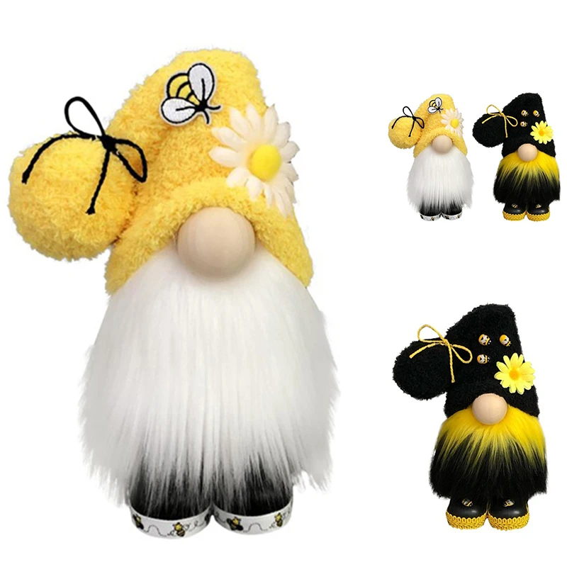 

Striped Bee Figurines For Interior Funny Gnome Faceless Doll Room Decor Happy Honey Bee Home Decoration