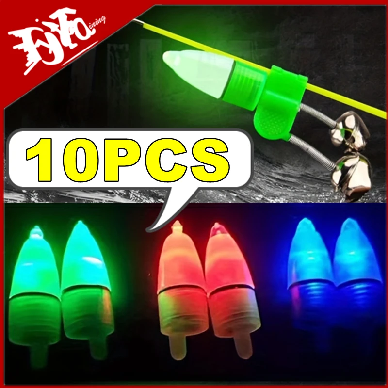 

10-1PC Fishing LED Flash Light Night Electronic Fishing Bite Alarm Finder Lamp Double Twin Bells Tip Clip on Fishing Rod Tackle