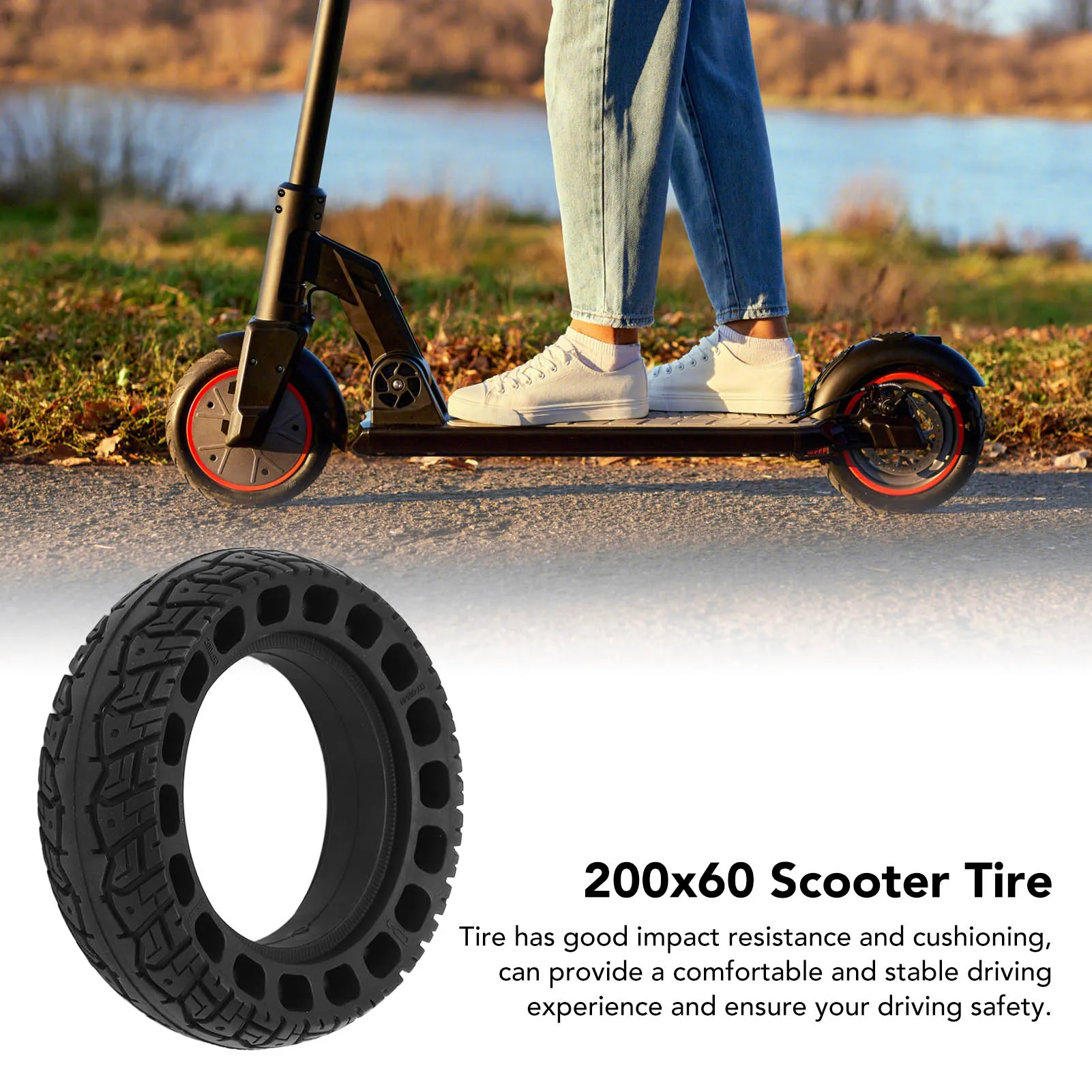 

200x60 Electric Scooter Solid Tire Replacement Impact Resistance Easy Using High Quality Rubber Scooter Tire for Different Roads