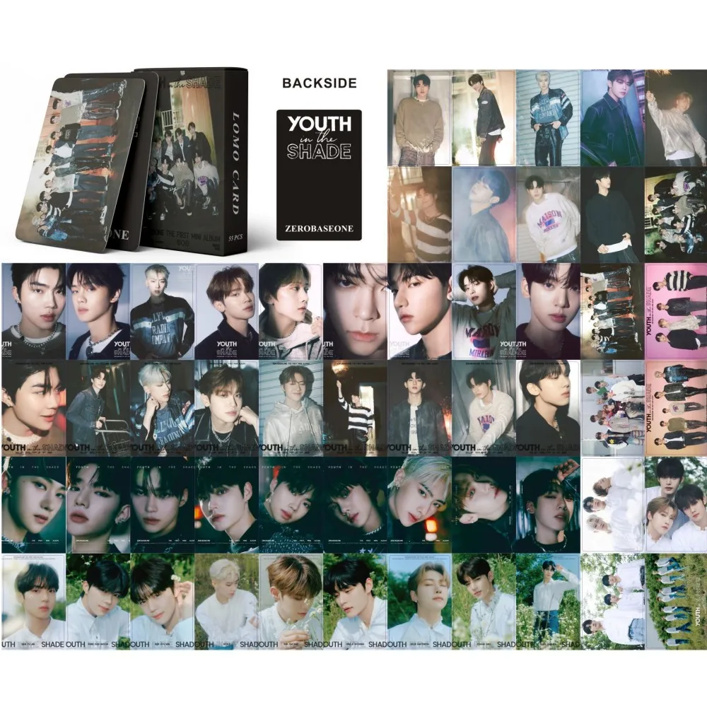 55Pcs/Box KPOP Photocard ZB1 Album YOUTH IN THE SHADE LOMO Cards Collection Zerobaseone Ricky Gyuvin Yujin Zhanghao Postcards