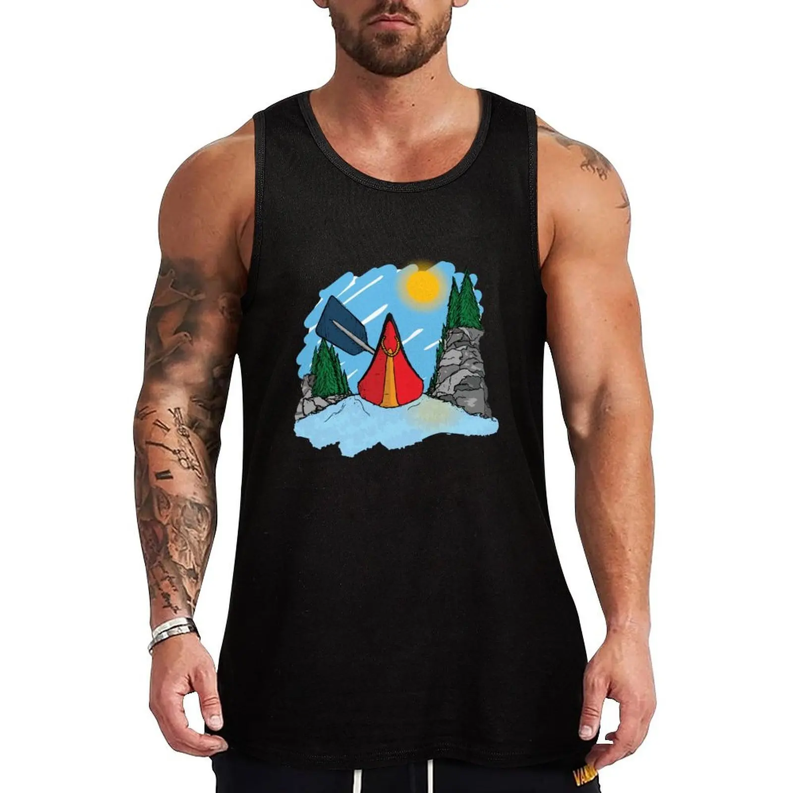 

Canoeing Down the River - Daytime Version Tank Top Athletic Gym Tank Top Sleeveless Quick Dry Training