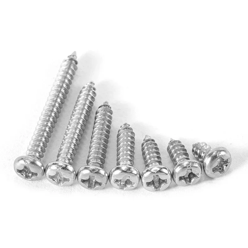 M1 M1.2 M1.4 M1.7 M2 M2.3 M2.6 M3 M3.5 M4 M5 M6 Stainless Steel 304 Cross Phillips Pan Round Head Self Tapping Screw Wood Screws