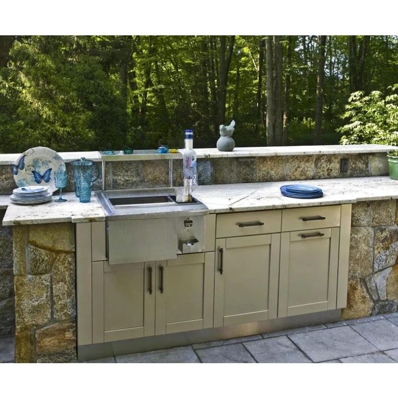 Hot Selling Outdoor Cabinet Combination Stainless Steel BBQ BBQ Sink Hinged Drawer Slide Villa