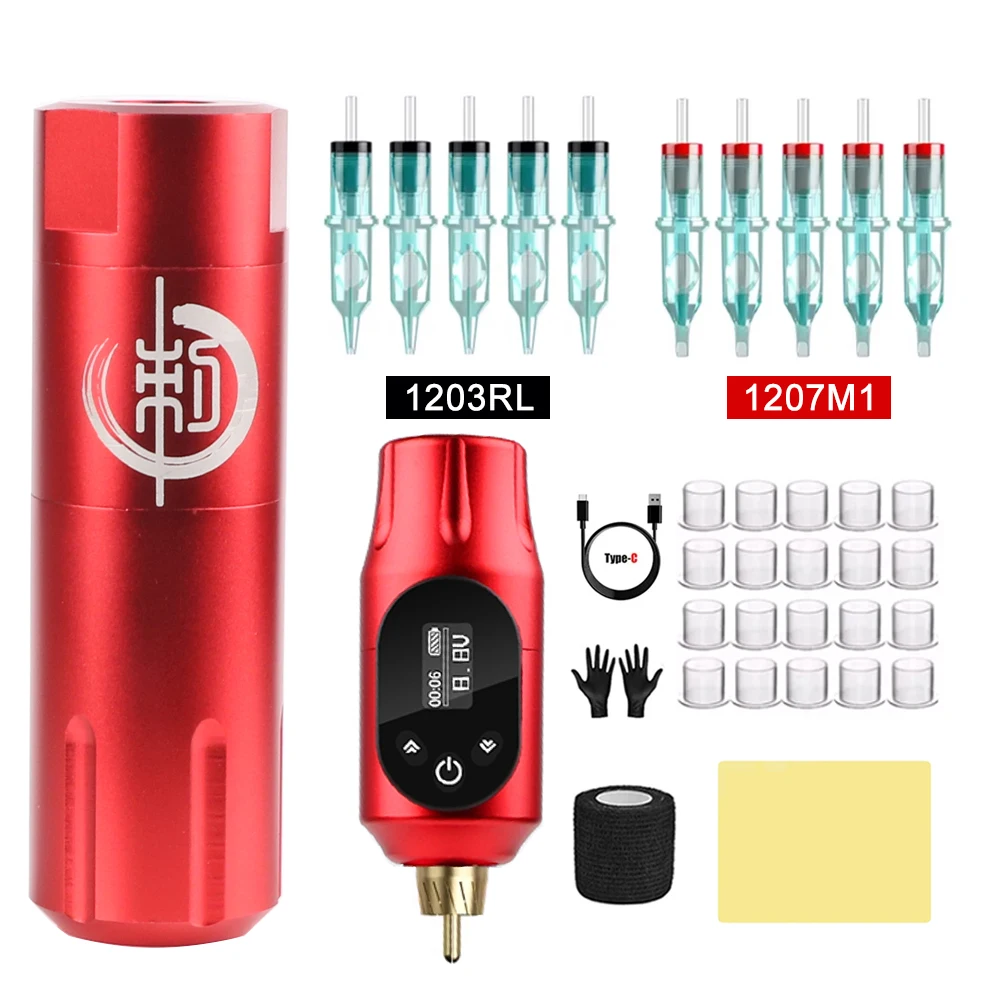 

Tattoo Kit - Tattoo Machine Kit Cartridge Needles Tattoo Practice Pen Kit for Beginners Rotary Tattoo Pen Kit Tattoo Supplies