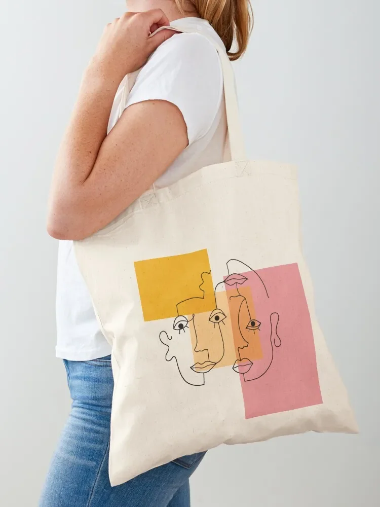 COLOR BLOCK LINE FACES Tote Bag tote bag custom shopper bags for women Tote Bag