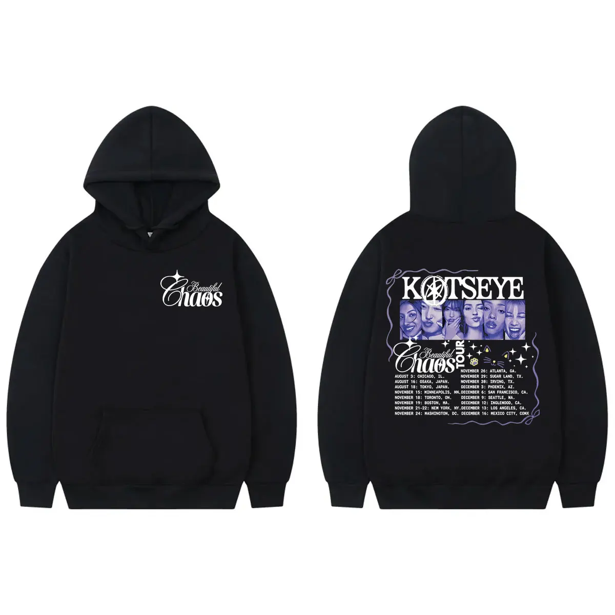 Kpop Katseye Tour 2025 الجرافيك هوديس الرجال النساء موضة خمر قمصان سويت شيرت بقلنسوة الخريف الشتاء عادية كم طويل البلوفرات