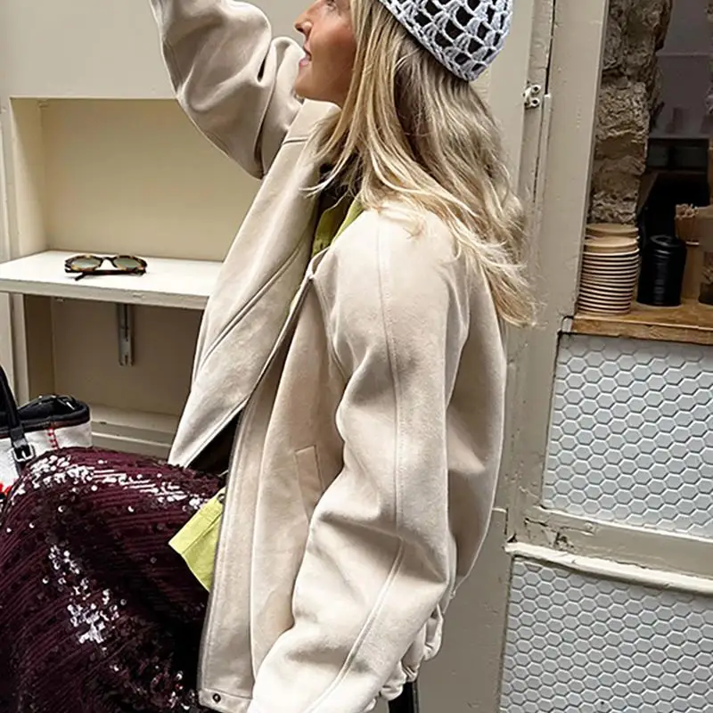 

Женские вельветовые куртки свободного кроя для осени и зимы, из полиэстера, с воротником-шарфом, средней длины, в стиле пэчворк, для повседневной носки