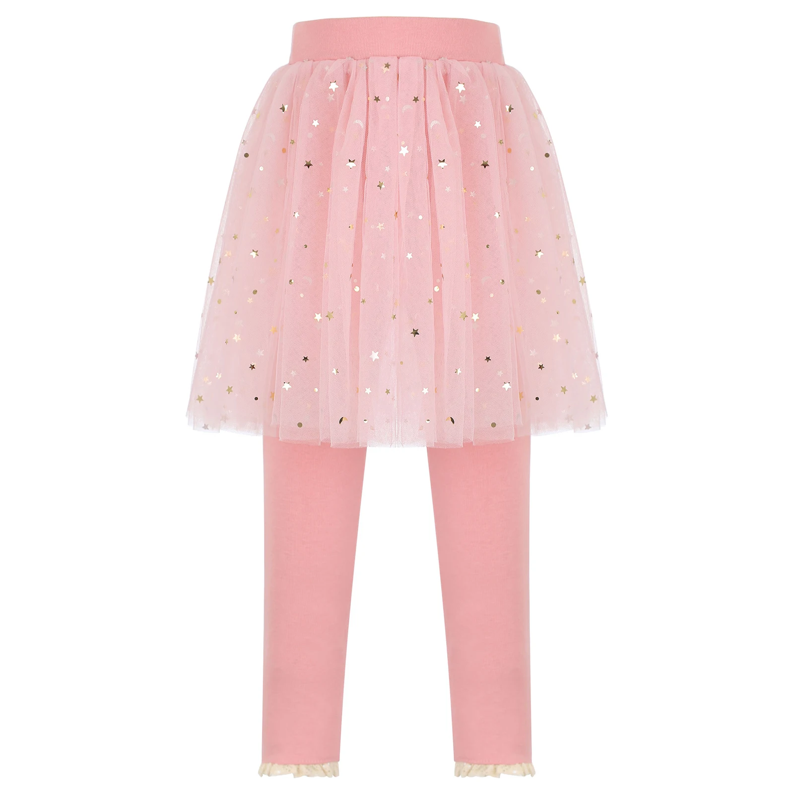 Children Toddler Girls Tutu Skirt Legging High Waist Shiny Sequins Lace Tulle Skirted Pants Birthday Party Ballet Dance Costume