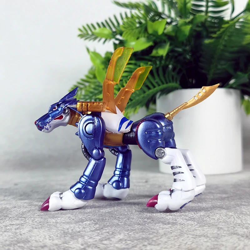 Digimon – jouets d'animation d'aventure en métal Garurumon, 9.5cm, figurine Gk, modèle animé, décoration de bureau, jouet pour garçon, cadeau d'anniversaire