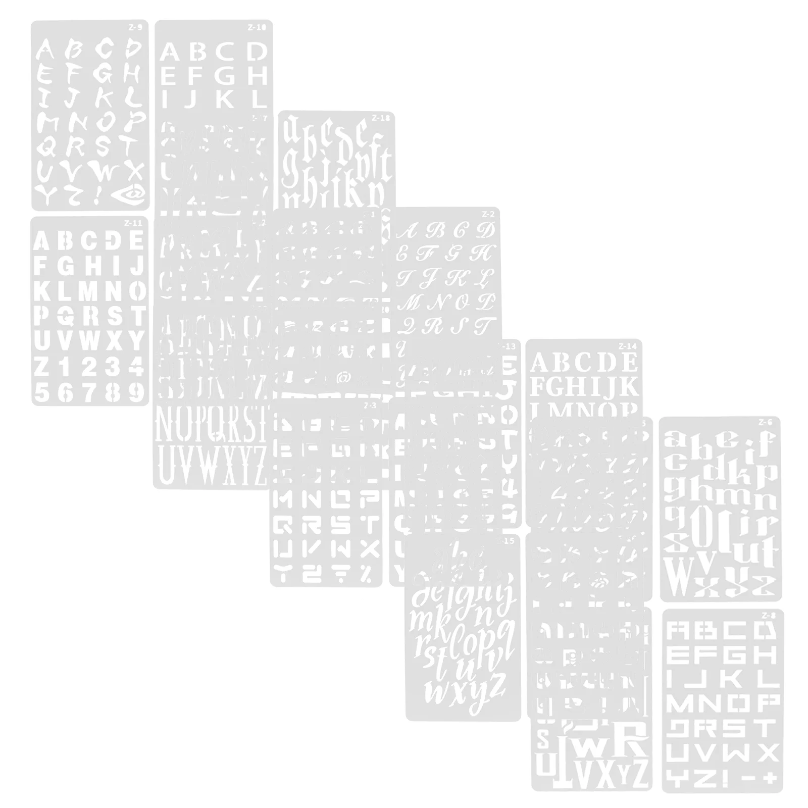 20 Sheets Handbook Doodle Template Letter Number Molds Stencils for Painting Account Ruler Large Alphabet The Pet Craft Plastic