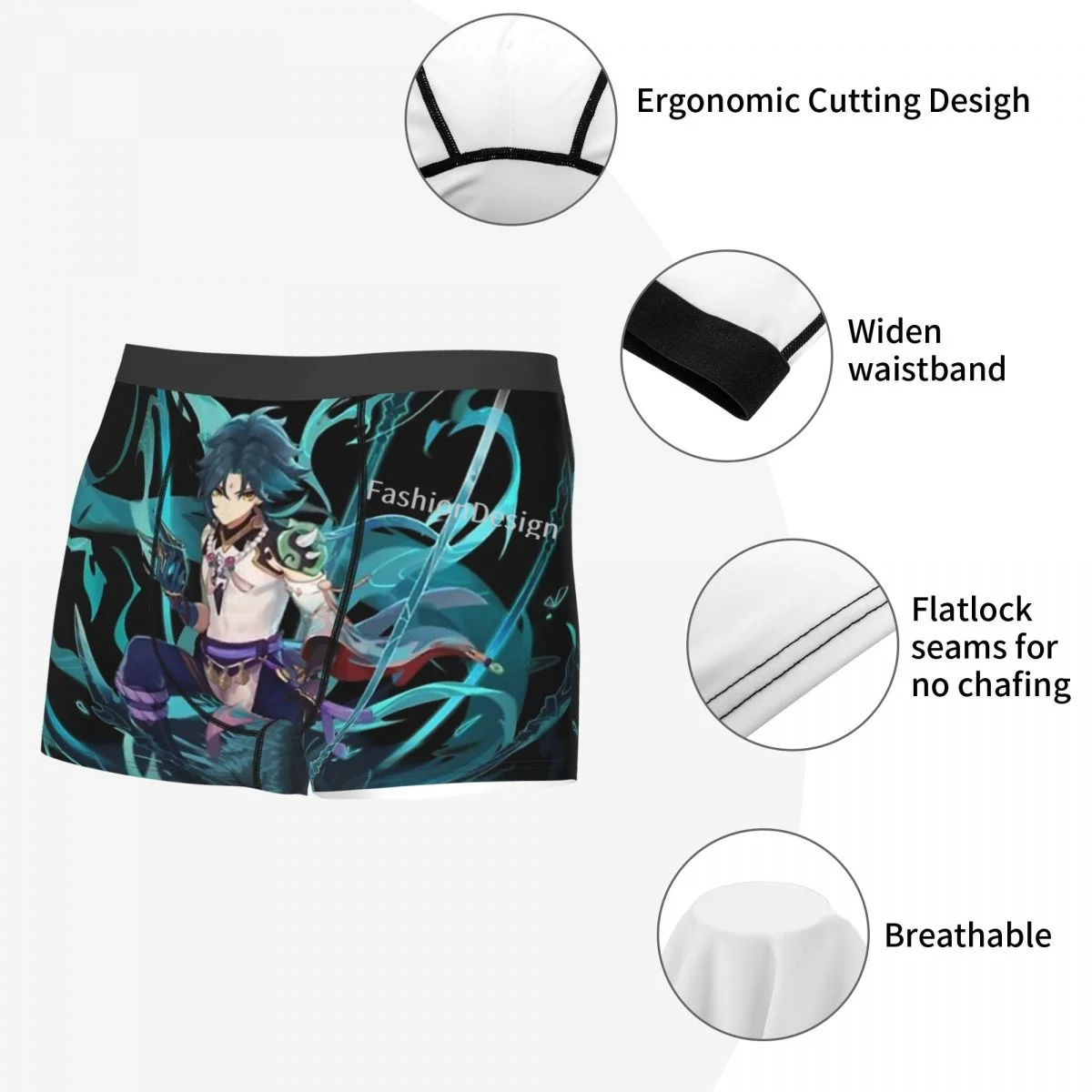 Xiao Genshin Impact Underpants Cotton Panties Male Underwear Comfortable Shorts Boxer Briefs