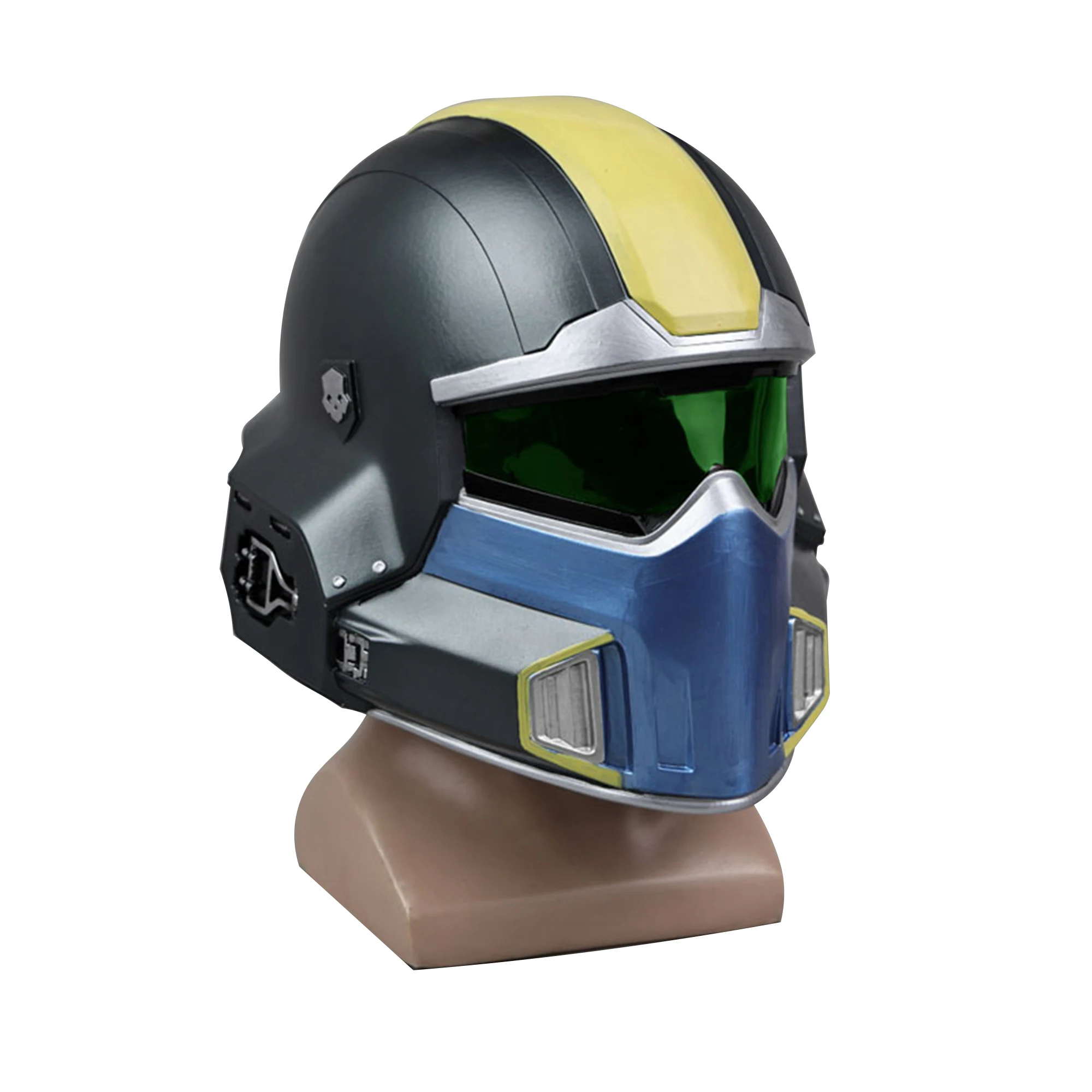 Premium PVC Gun Color Hell Diver Style Full Head Wearable Helmet Mask Solid Hard Shell Realistic Game Replica Role Playing Headgear Halloween Christmas Holiday Party Costume Display Gift Toy For Adult Hobby Collectors