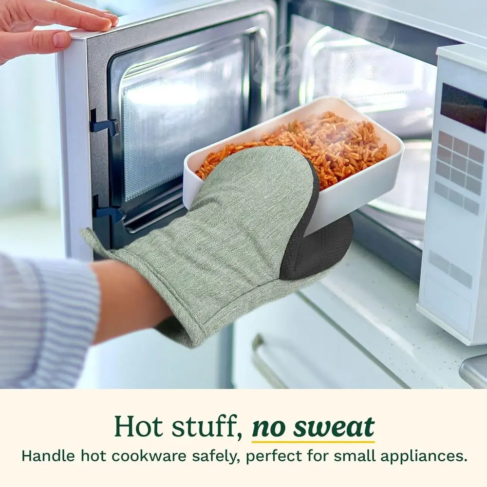 Heat-Resistant Kitchen Mitts, 5.5 x 7, Non-Slip Palm, Cotton Lining, Fabric Loop - Durable Oven Mitt Set for Cooking