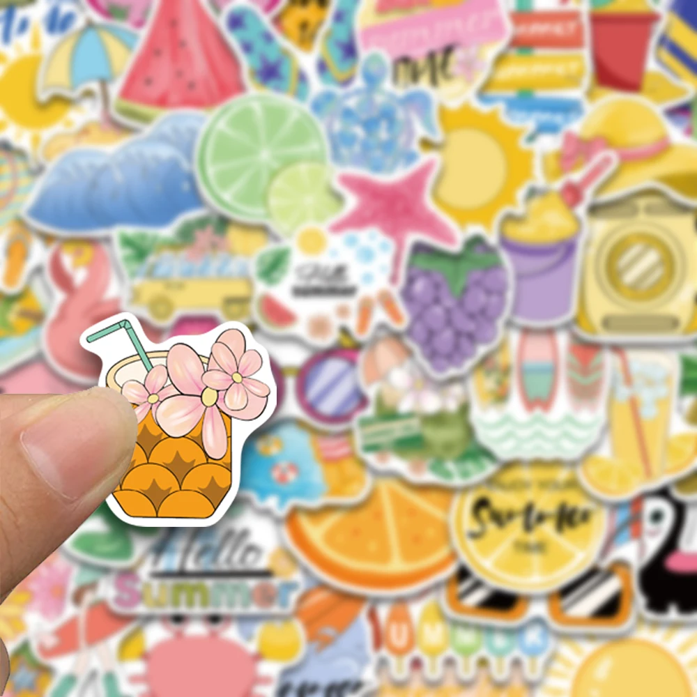 50pcs Summer Chill Vibes stickers, suitable for decorating mobile phones, laptops, headphone cases, waterproof stickers