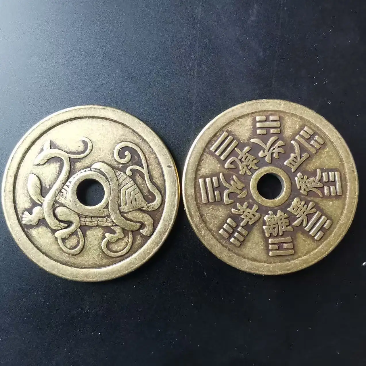 43mm Thicken Old Brass Coins Set Ancient Four Mythical Beasts Coins for Collection Lucky Feng Shui Home Decor Gifts Collectible