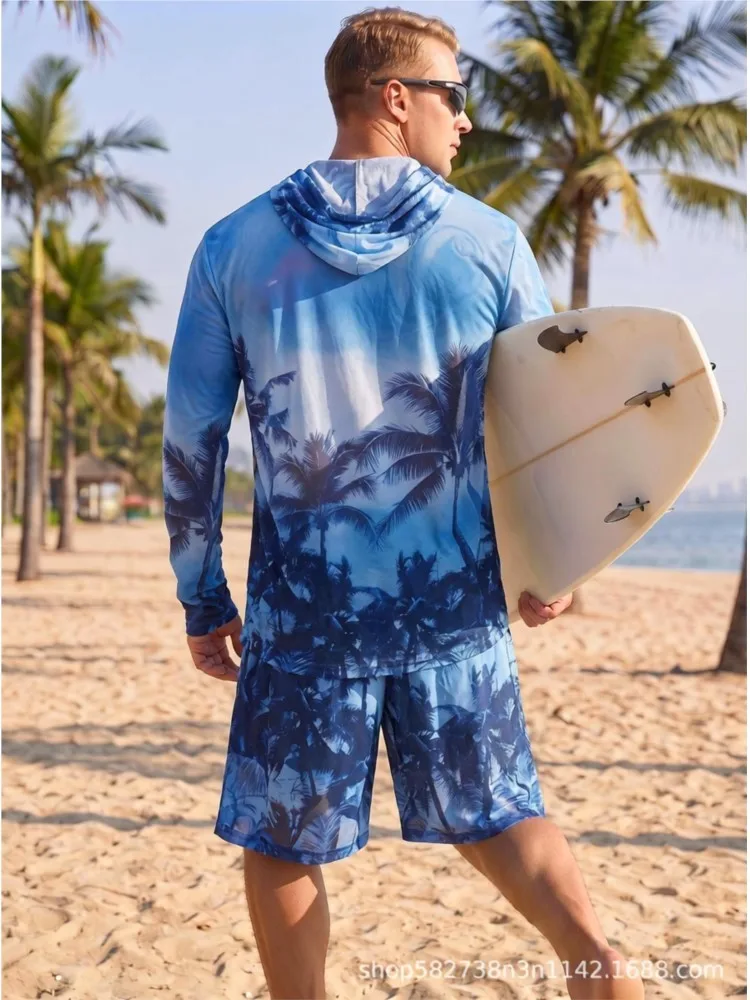 Men's Swimsuit Full Body Sun Protection Long Sleeve Boys Swim Shorts Swim Top Surf Snorkeling Beac New Sun-protective Swimming