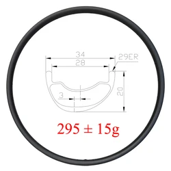 LIENGU Bicycle Asymmetric Rim 29 Inch MTB XC 34mm UL 295g Tubeless Carbon Mountain Bike Wheel Cross Country Ring 29er 28mm Inner