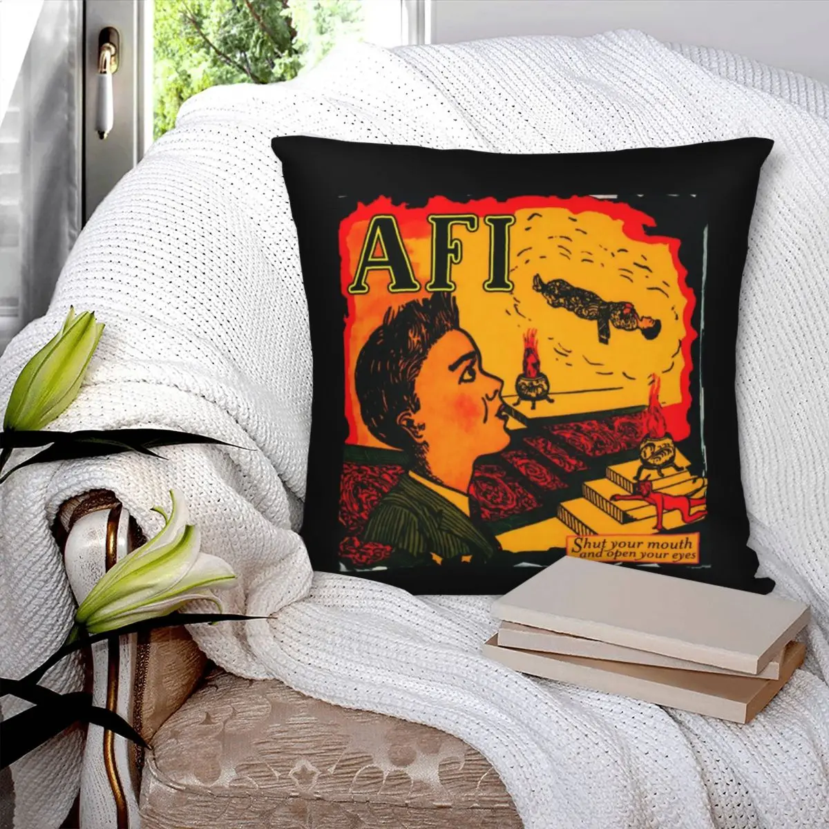 AFI_Shut Your Mouth And Open Your Eyes Square Pillowcase Polyester Pillow Cover Velvet Cushion Decor Comfort Throw Pillow Home