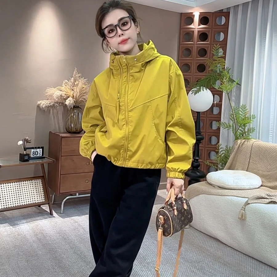 

Casual Double Zipper Hooded Rush Clothes Coats Women's 2026 Autumn New Long Sleeve Jacket Elegant Solid Overcoat for Women Tops