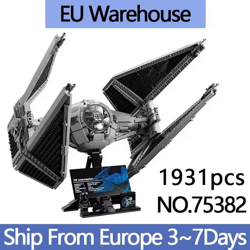 1931 pièces Briques de construction DIY Modèle de chasseurs impériaux modifiés TIE Interceptors, Jouet à assembler, Cadeau 75382