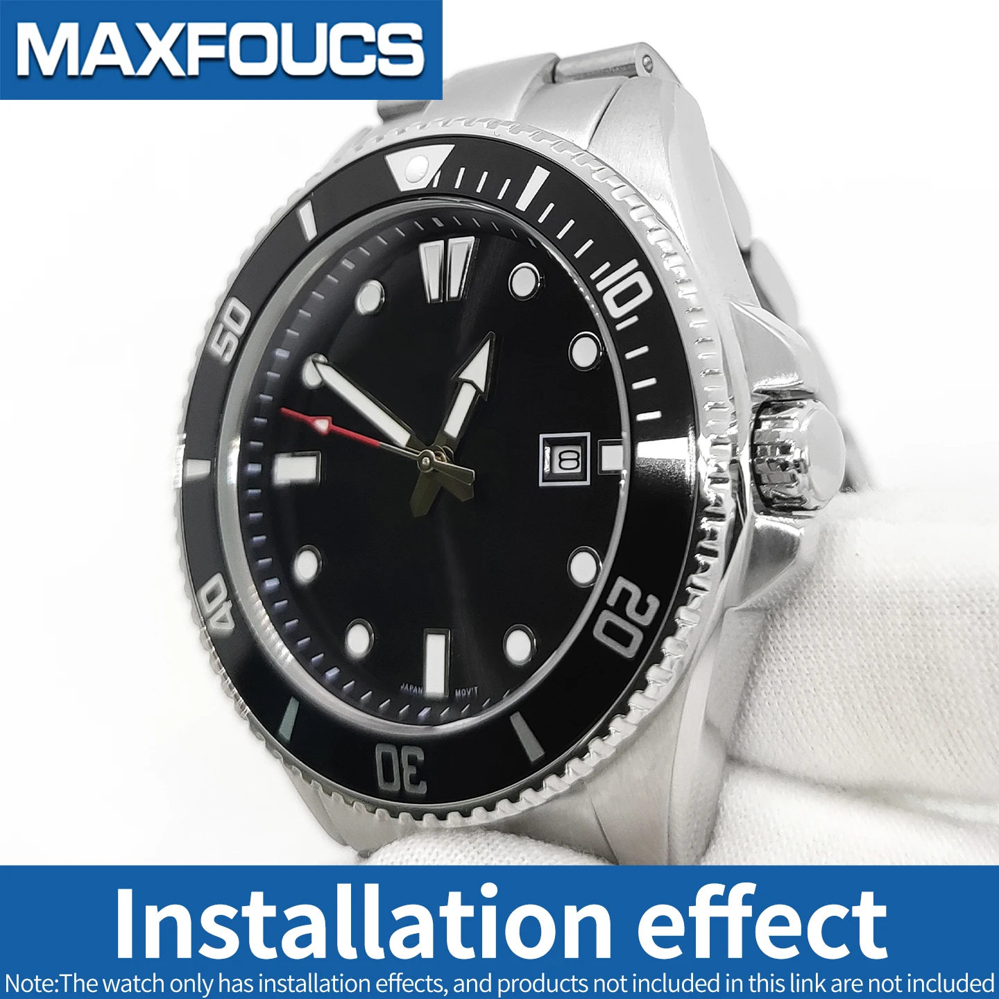 MDV-106 Gehäuse MOD Swordfish Stahl-Uhrengehäuse 3-Uhr-Position Glänzende/Gebürstete Lünette Eingesetzte Krone Gehäuseboden Saphirglas Kundenspezifisches Teil – Detail 4