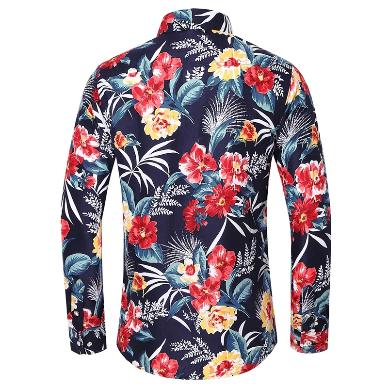 2024 Men\'s Dress Shirts Male High Quality Long Sleeve Slim Business Casual Shirt Turn Down Collar Fragmented Flowers Single-brea