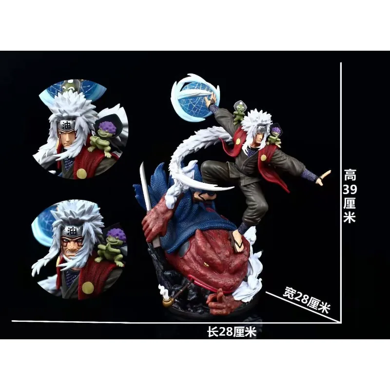 39 سنتيمتر ناروتو GK Jiraiya تمثال حرق الرياح حكيم الوضع مع العجوم المشهد المزدوج رؤساء قابلة للتبديل أنيمي تحصيل عمل الشكل