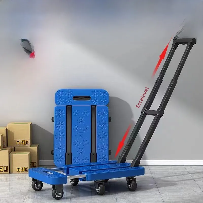 chariot-de-courses-pliable-portable-a-six-roues-retractables-multifonctionnel-en-alliage-d'aluminium-pour-remorque-de-voiture-avec-barre-de-traction-pour-bagages-et-plateau-plat